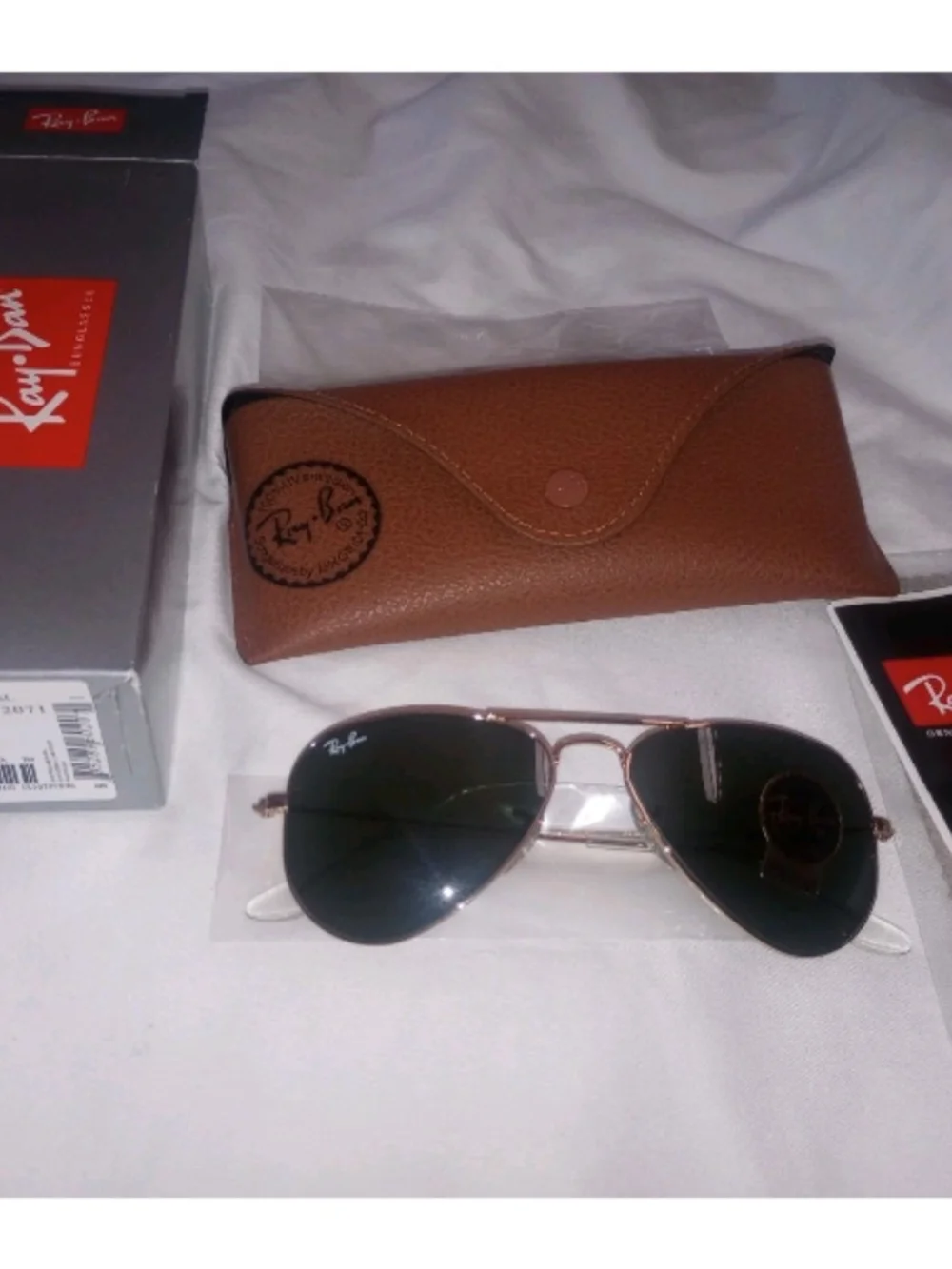 Ray-Ban Unisex Aviator Small Metal Gold Sunglasses (RB3044) Gold/G-15 Green, New